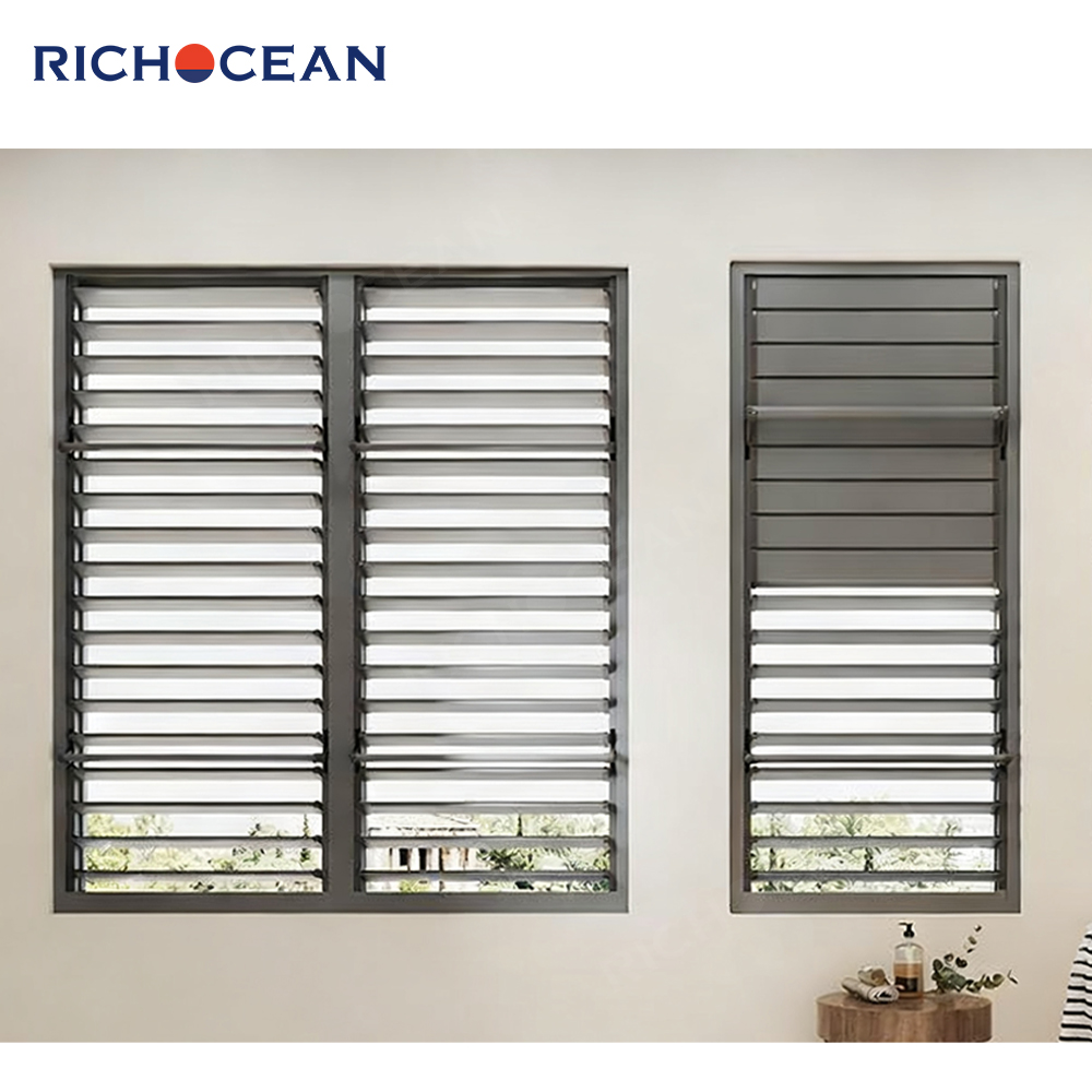 RICHOCEAN High Quality Residential Aluminum Alloy Fixed Shutters Windows Adjustable Security Louver Window