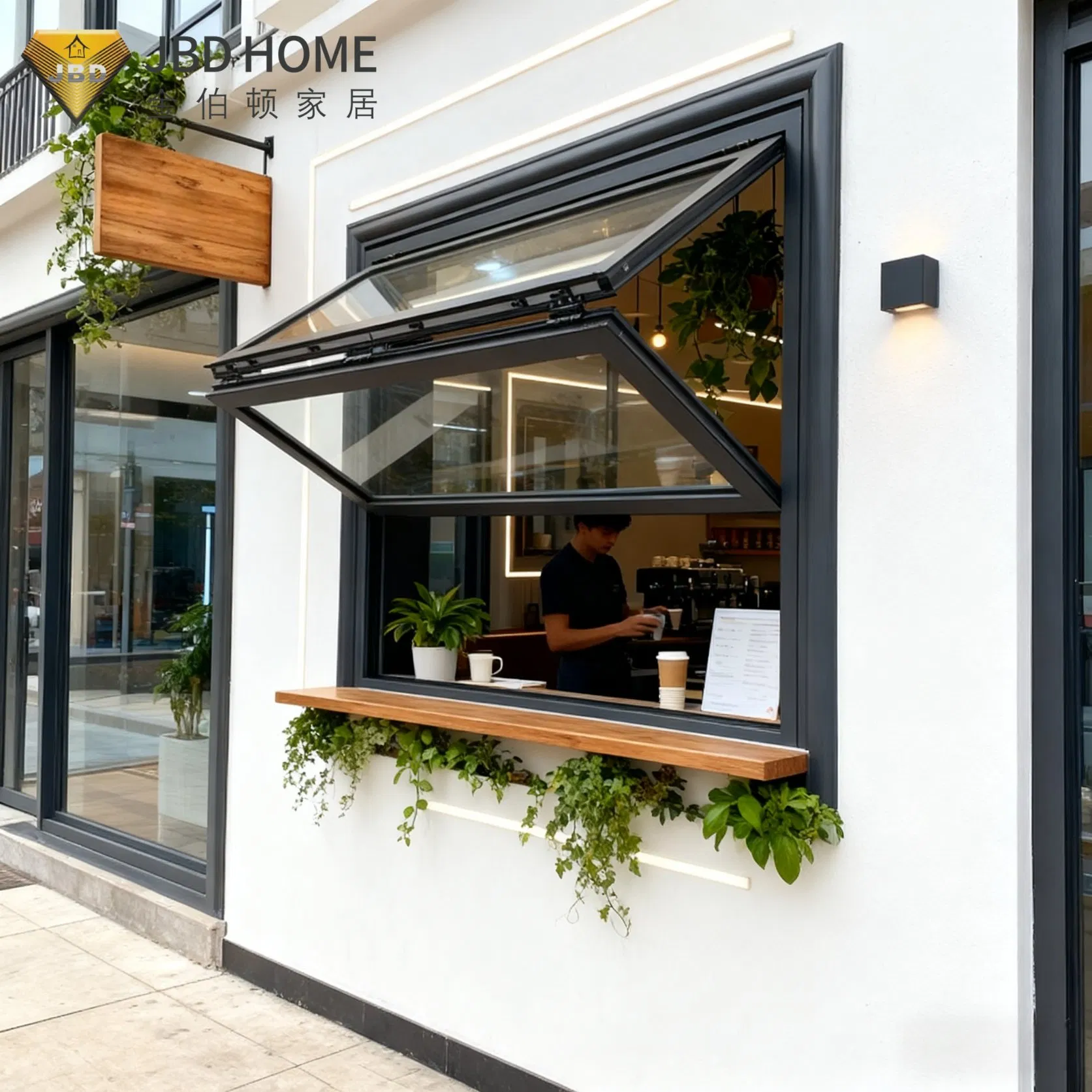 Modern Top-Hung Window for Kitchen with CE Certification (Double Glazing, Weatherproof Design, Folding Window)