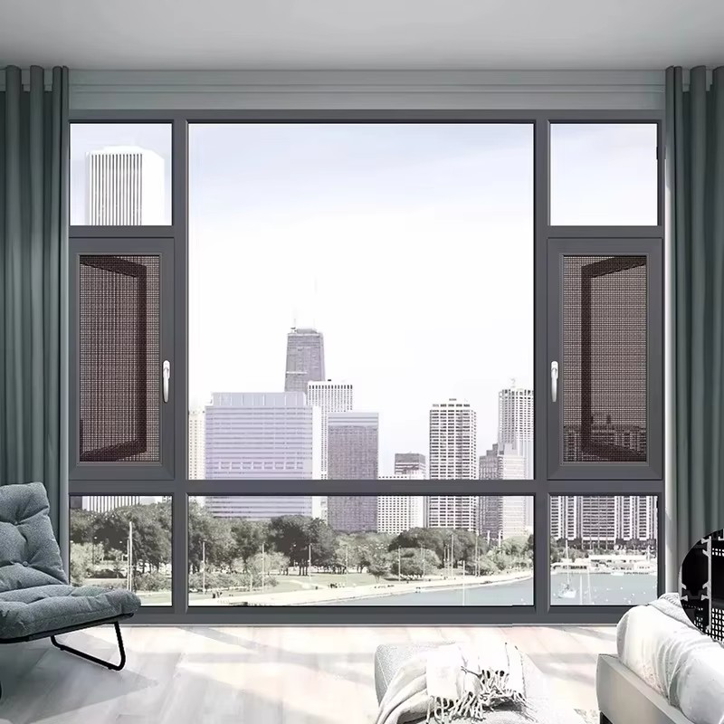 Modern Design Aluminum Alloy Double Glazed Thermal Break Swing Casement Windows with Soundproof Function for Bedroom Use