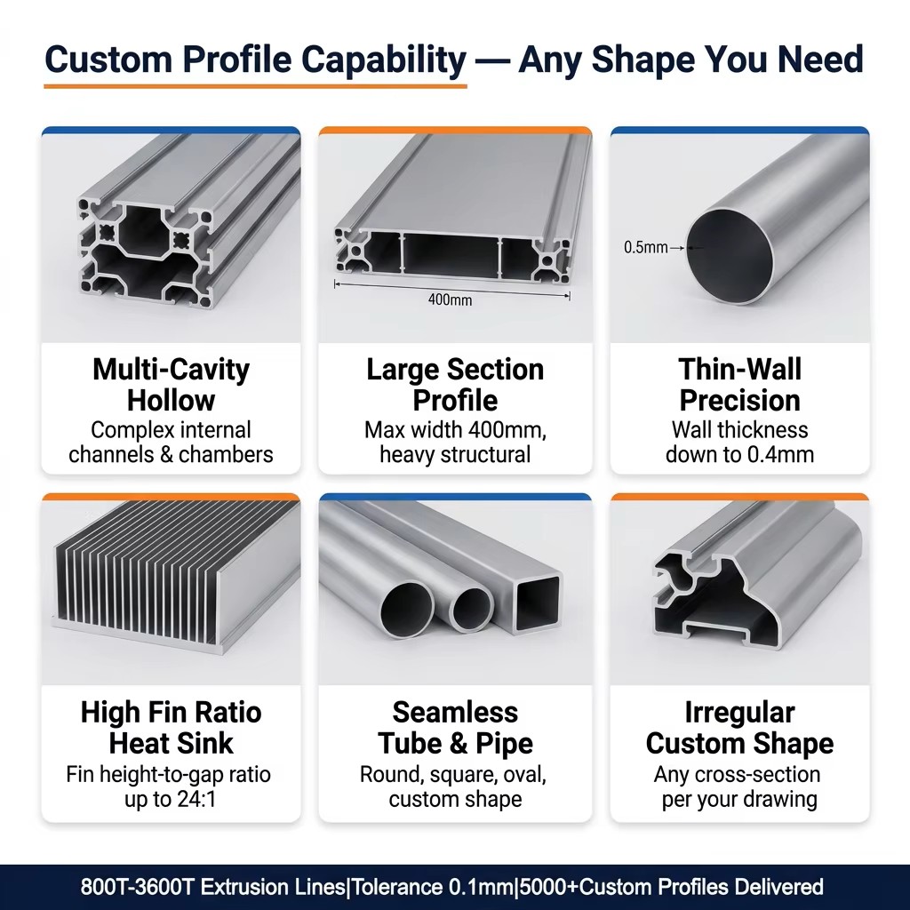 High Precision Custom 6000 Series Bending Frame Windows and Doors Profiles Aluminum Extrusion