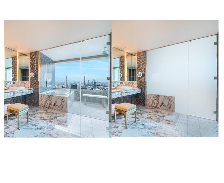 Modern PDLC Smart Windows Glass LCD Switchable Privacy Glass PET Material Frosted Surface for Apartment Living Room Bathroom