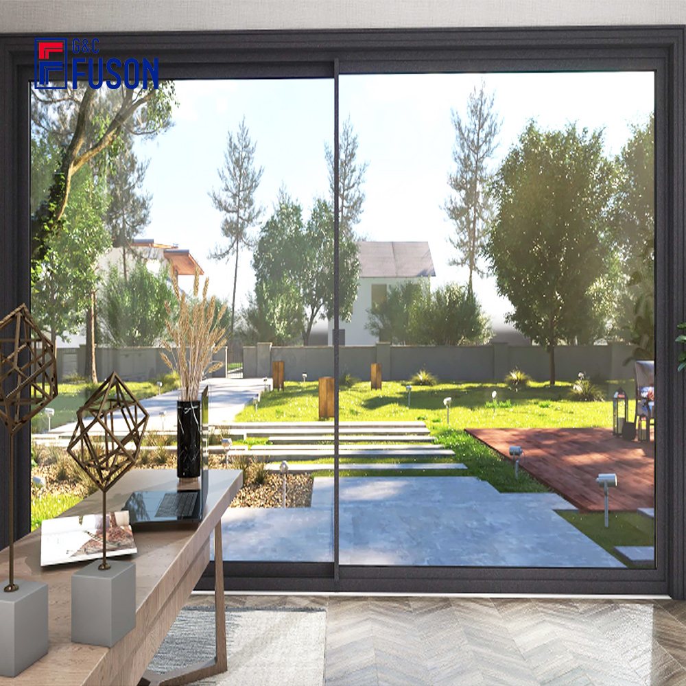 Aluminum Sliding Glass Patio Doors Hurricane Resistant Sliding Glass Doors Patio Windproof Waterproof Sliding Doors