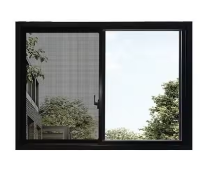 Custom Modern Black Aluminum Frame Sliding Window Double Glazed Glass Stainless Steel Screen Durable Custom Window Design