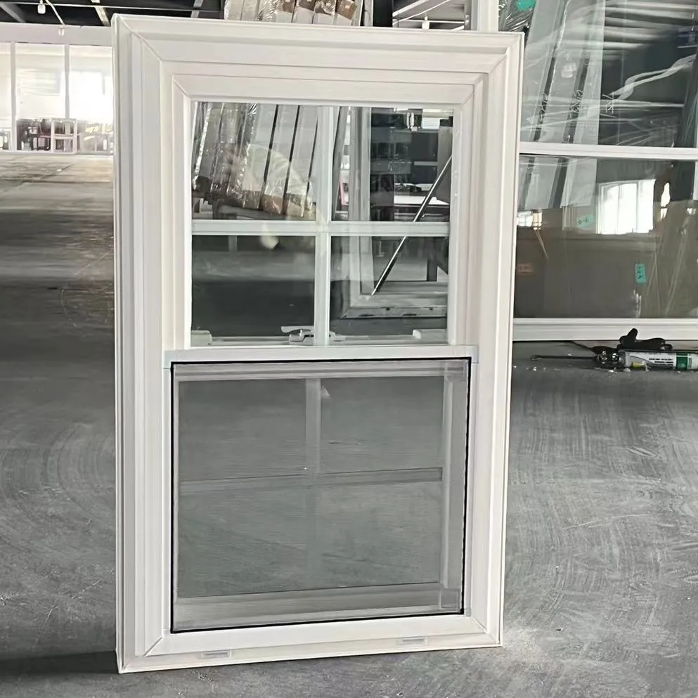 Double Hung Black Vinyl Window Screen Double Hung windows Upvc Frame and Glass Pane Upvc Top Hung Window