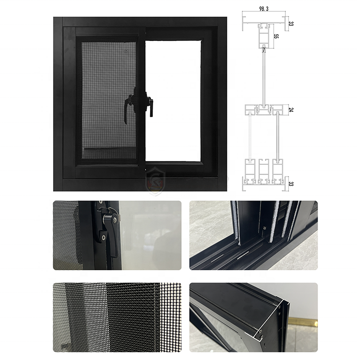 CE Certified Aluminum Sliding Windows Hurricane-Proof Design Double Glazed Slide Windows for House