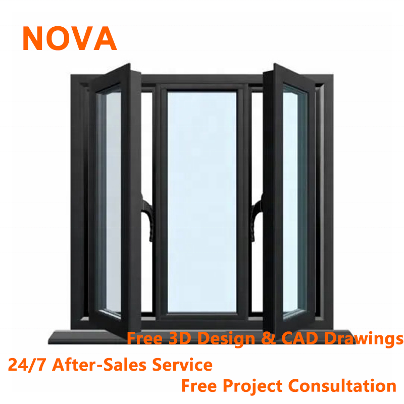NOVA NFRC CE Double Glazed Aluminum Alloy Swing Casement Window Thermal Break System for Energy Efficient Villa Homes