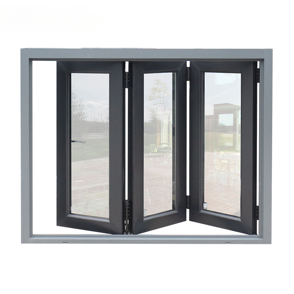Aluminum Sliding Windows Aluminium Bifold Windows Double Glazed Glass Aluminum Balcony Folding Window With Inside Grill