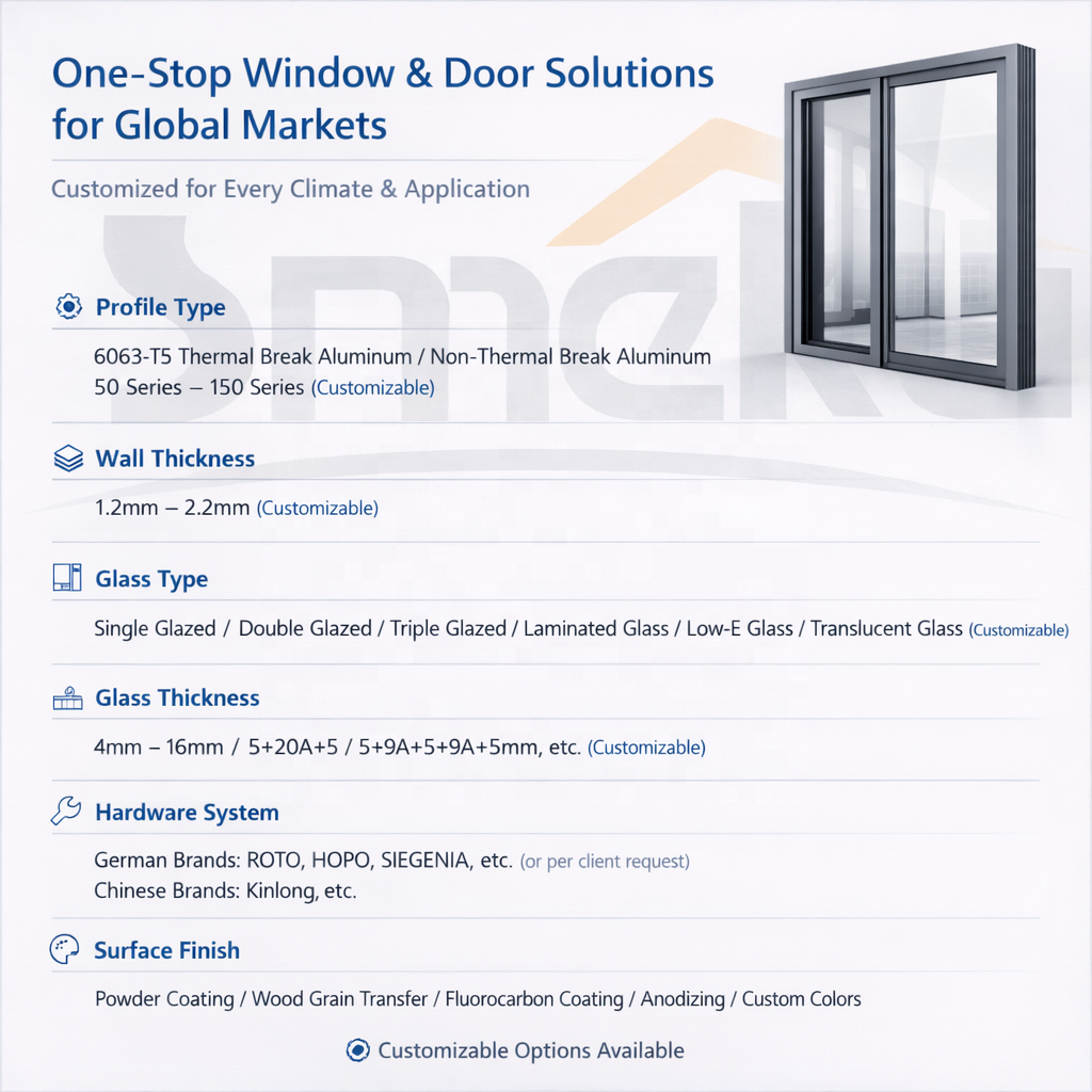 Custom Size Large View Modern Aluminum Swing Casement Window System Energy Saving Thermal Break with Invisible Fly Screen