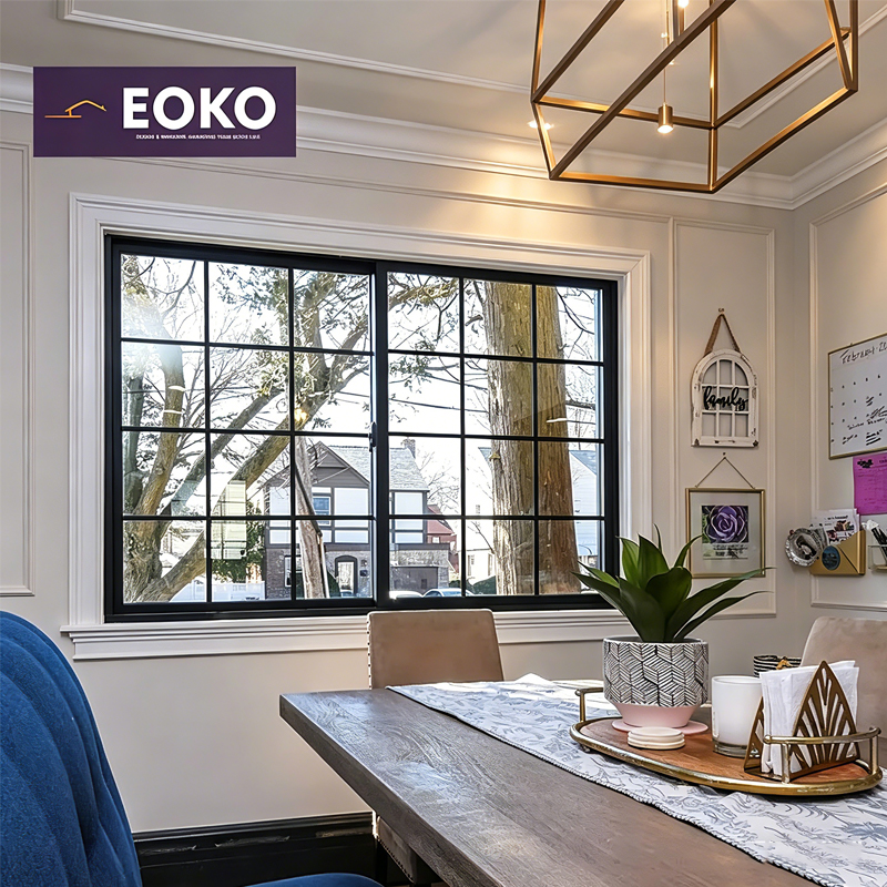 EOKO Large Glass Windows Balcony French Modern Insulated Window Liveroom Sliding Glass Windows For House Hotel