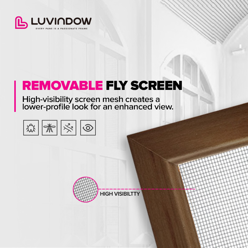 American Style Double Safety Glass Residential Window Aluminum Clad Wood Crank Open Windows