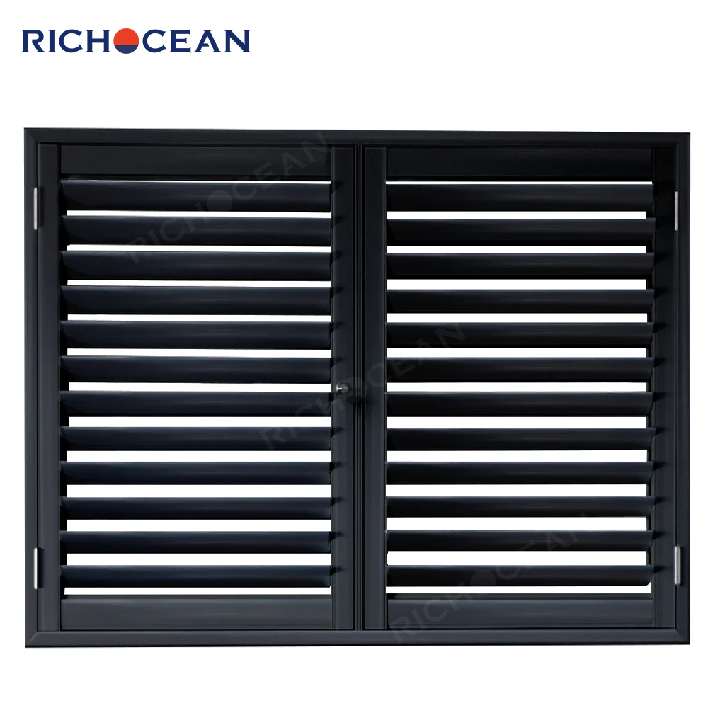 RICHOCEAN High Quality Residential Aluminum Alloy Fixed Shutters Windows Adjustable Security Louver Window