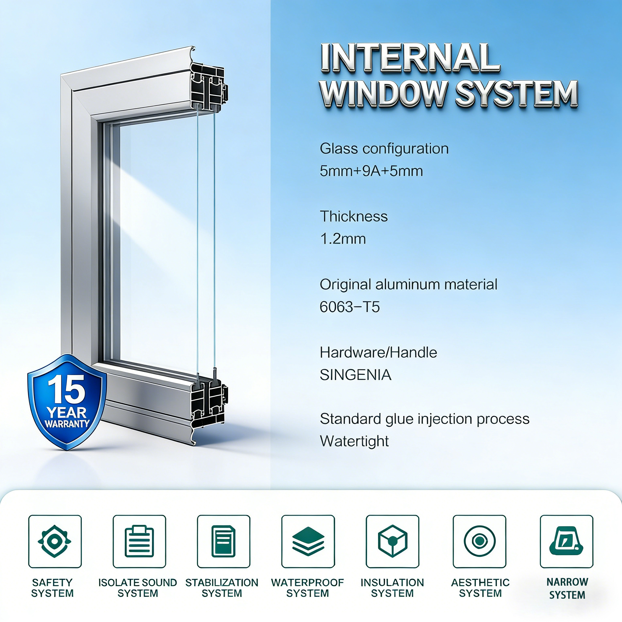 HAID Custom Made Aluminum Sliding Flyscreen Windows Windproof Anti-theft Rubber Block Interior Safety Window