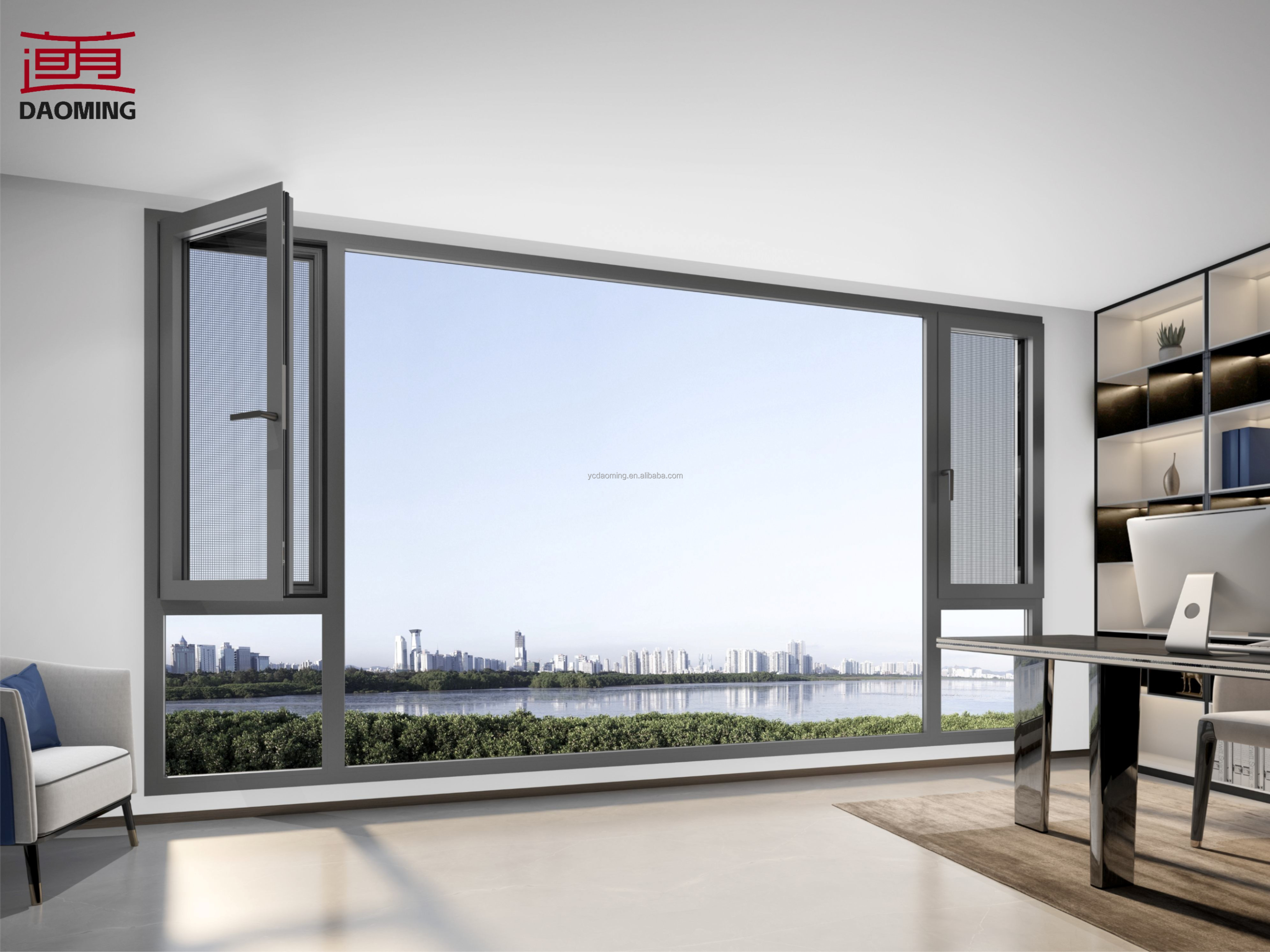 Chinese Manufacturer Customized Sliding Windows Door Double Glass 4 Track Aluminium Sliding Window