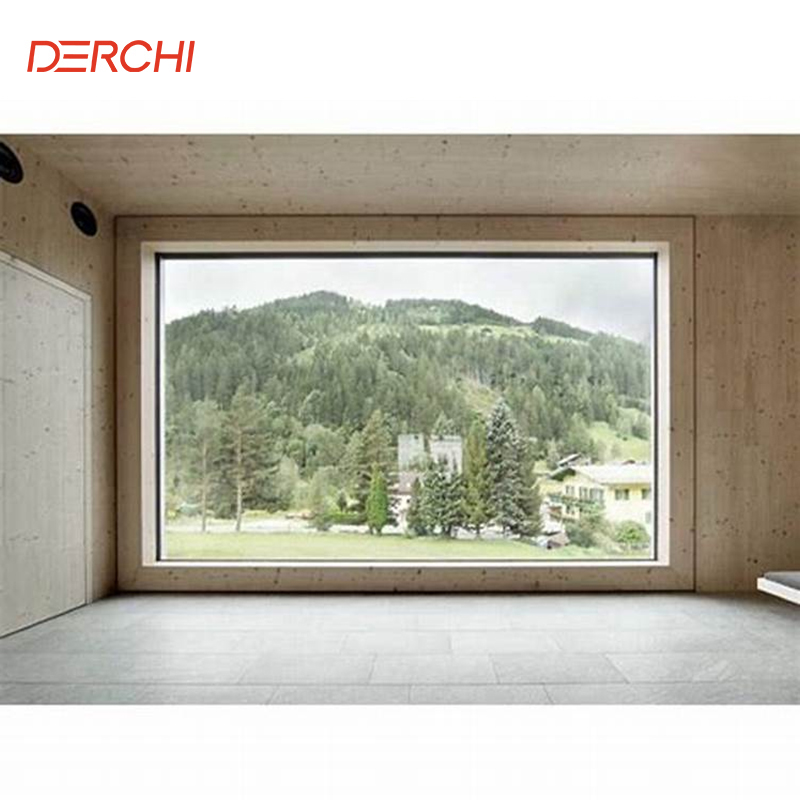 DERCHI Panoramic Residential Aluminum Picture Windows Double Glazed Sound Proof Floor to Ceiling Large Glass Fixed Windows