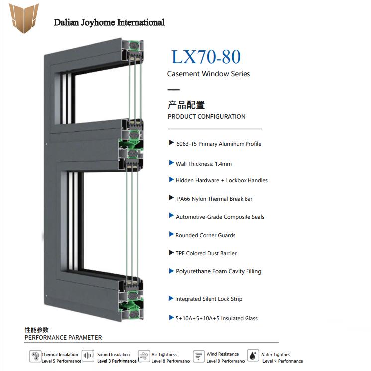 Customized High Quality Aluminum Frame Casement Windows Energy Efficient Double Tempered Insulating Glass Swing Open Style