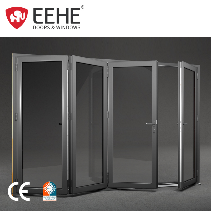 EEHE Exterior Hurricane Resistant Organ Sliding Doors Aluminum Double Glazed Bi-Folding Patio Doors
