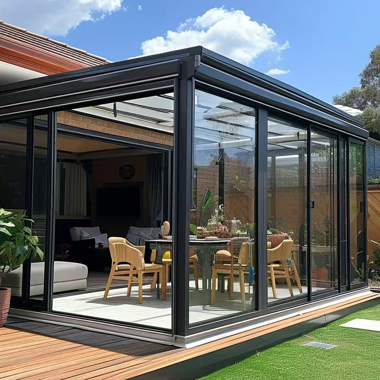 Four-Season Sunroom With Insulated Panels And Sliding Glass Doors