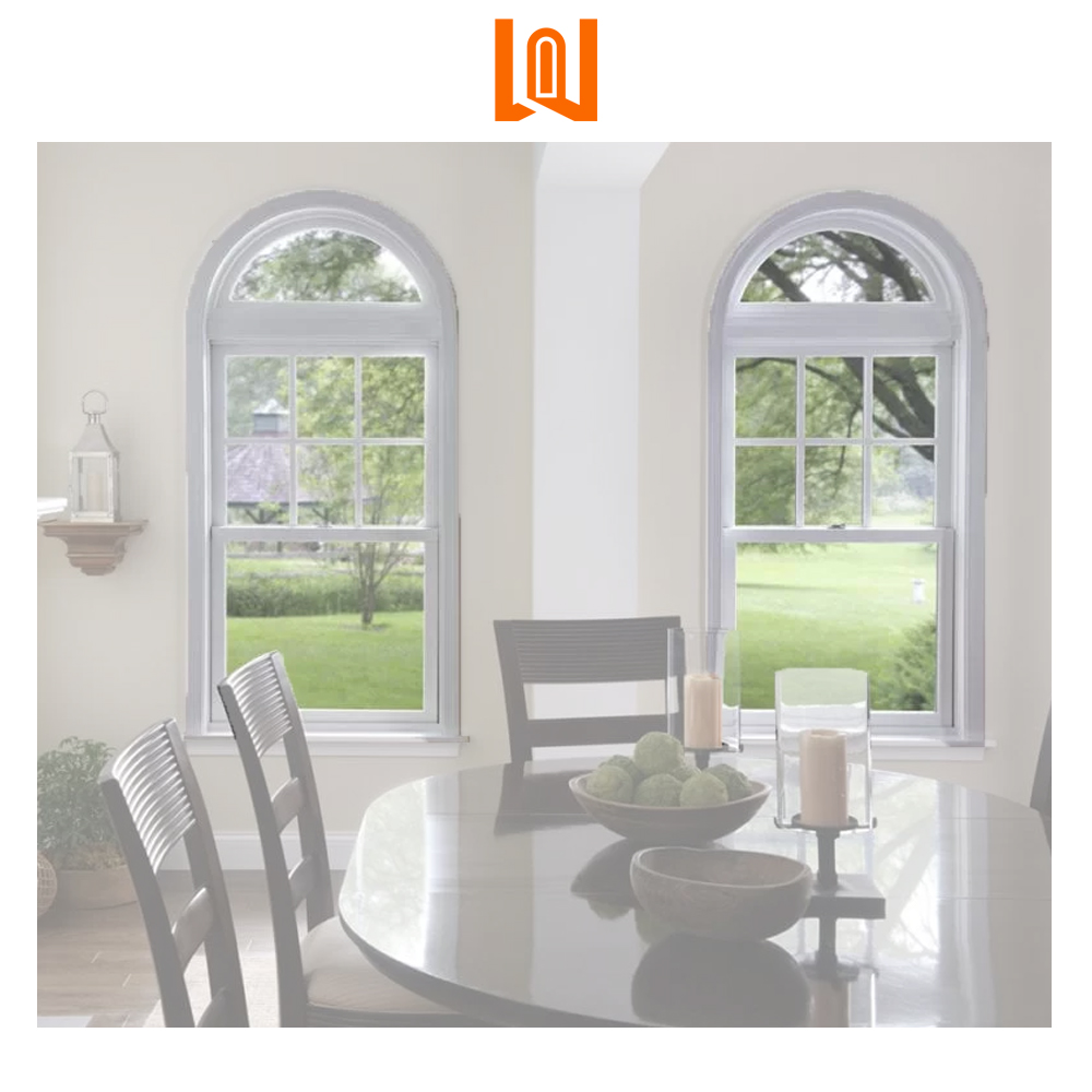 WANJIA French Half Round Window Grill Designs PVC Commercial Window Single Hung Vinyl Windows