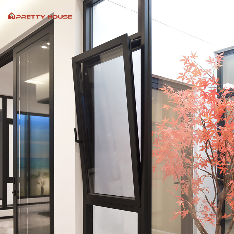 Customized Thermal Break Aluminum Double Glazed Windows Tilt and Turn Inward Opening Window for House Villa