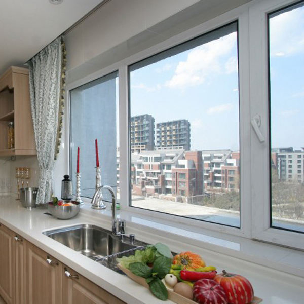 White Double Glass UPVC Vinyl Casment Window for House Villa Hospital School
