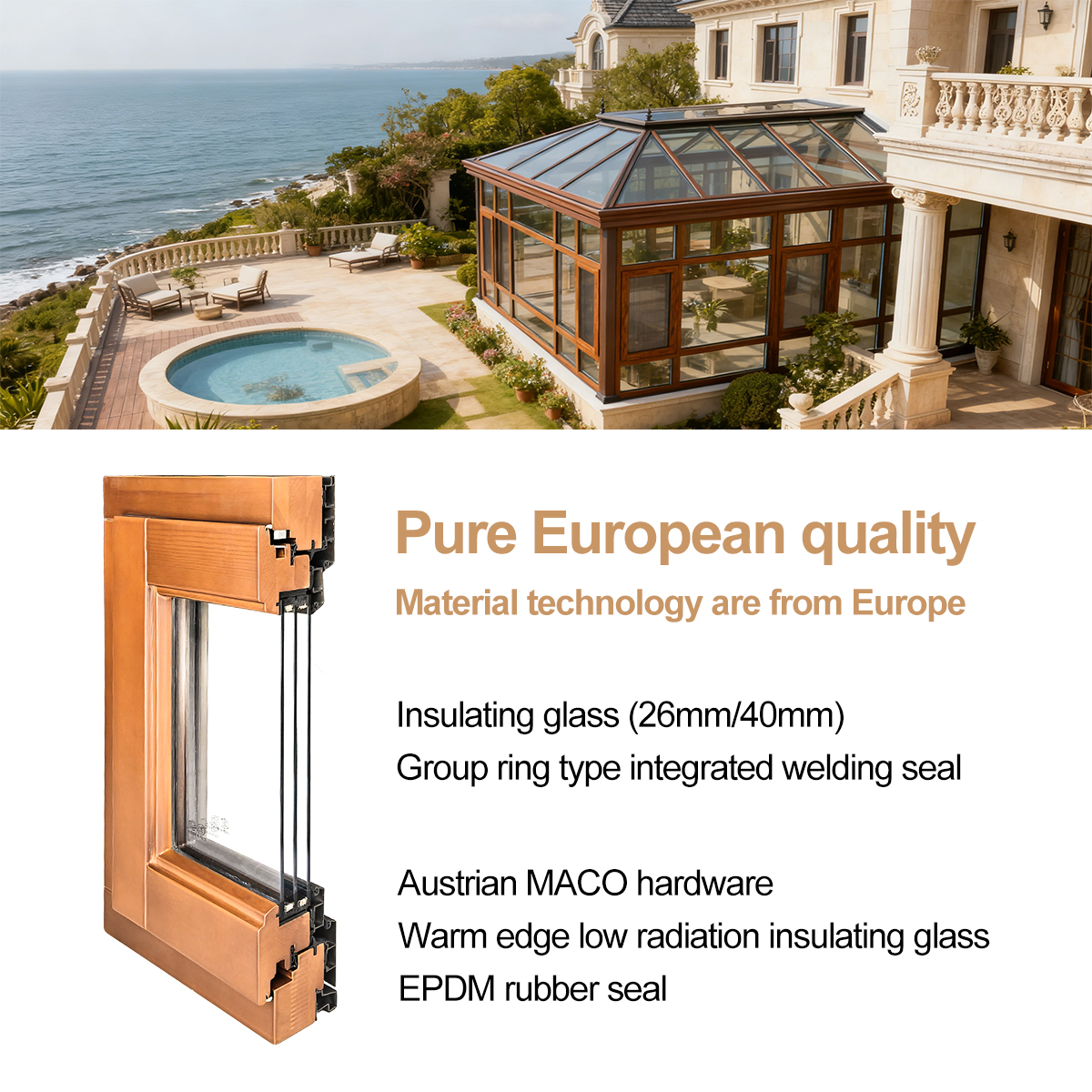 Custom Hurricane Impact Resistant Stainless Steel Wooden Horizontal Folding Kitchen Windows Low-E Triple Tempered Glass Thermal