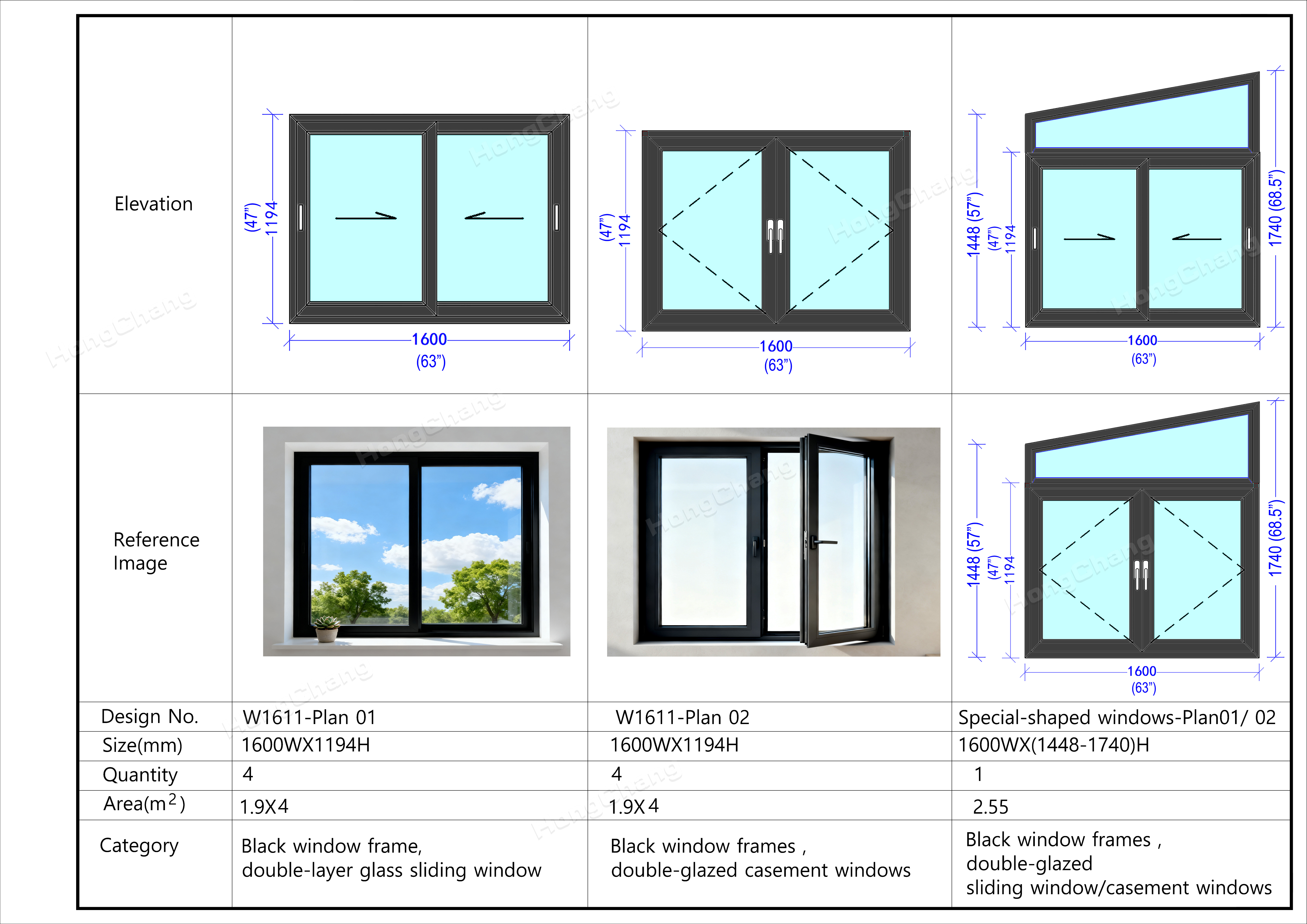 Custom Soundproof Windproof Modern Design Casement Fixed Windows Black UPVC Sliding Window for Hotel &amp; Living Room
