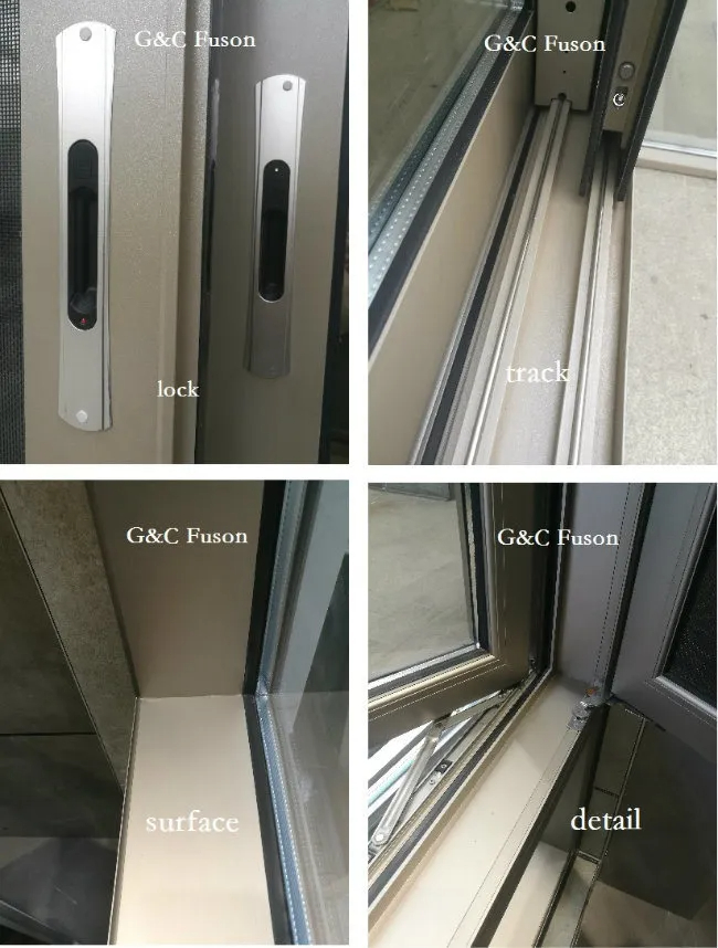 Fuson New Product Wholesale Traditional Design Double Glazing Grated Aluminum Window Sliding Window