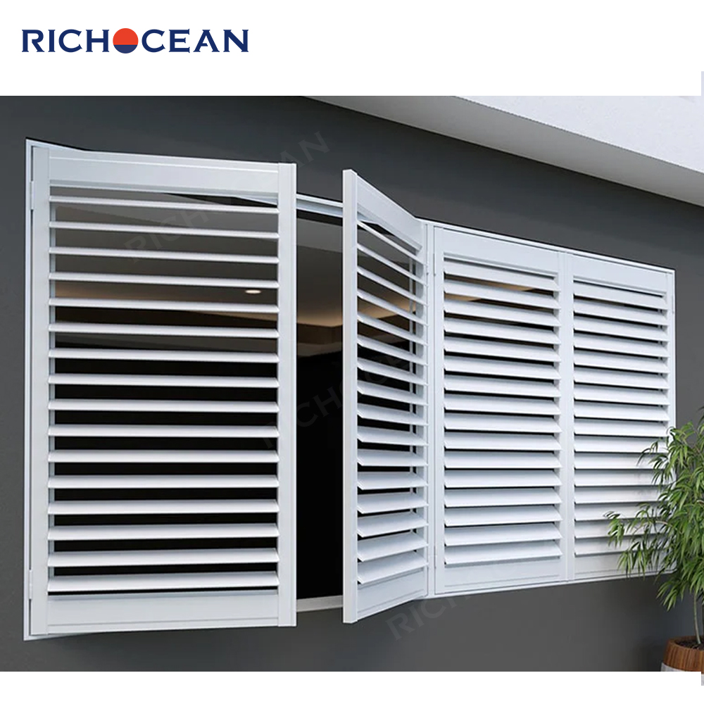 RICHOCEAN High Quality Residential Aluminum Alloy Fixed Shutters Windows Adjustable Security Louver Window
