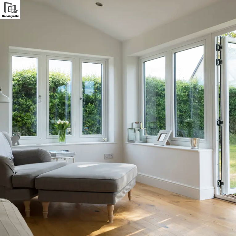 Hurricane-impact Optional Wood Grain UPVC Doors and Windows, Vinyl Double-glazed White PVC Casement Windows