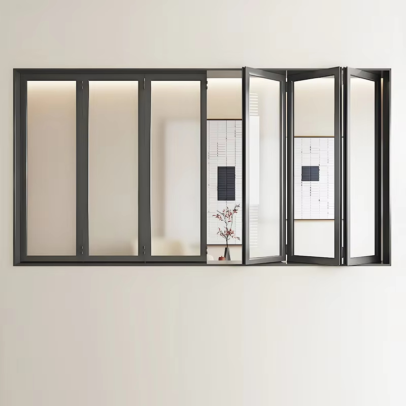 Aluminum Bifold Window - Modern Horizontal Glass Folding System with Side-Pivot Opening, Slim Profile Aluminum Alloy Frame for Residential &amp; Commercial Use
