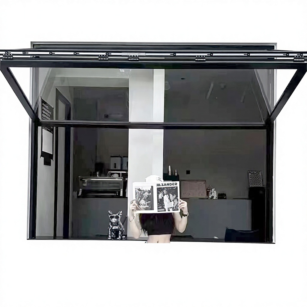 Postmodern Vertical Folding Soundproof Aluminum Alloy Window Cafe Milk Tea Shop Restaurant Heavy-duty Folding Window