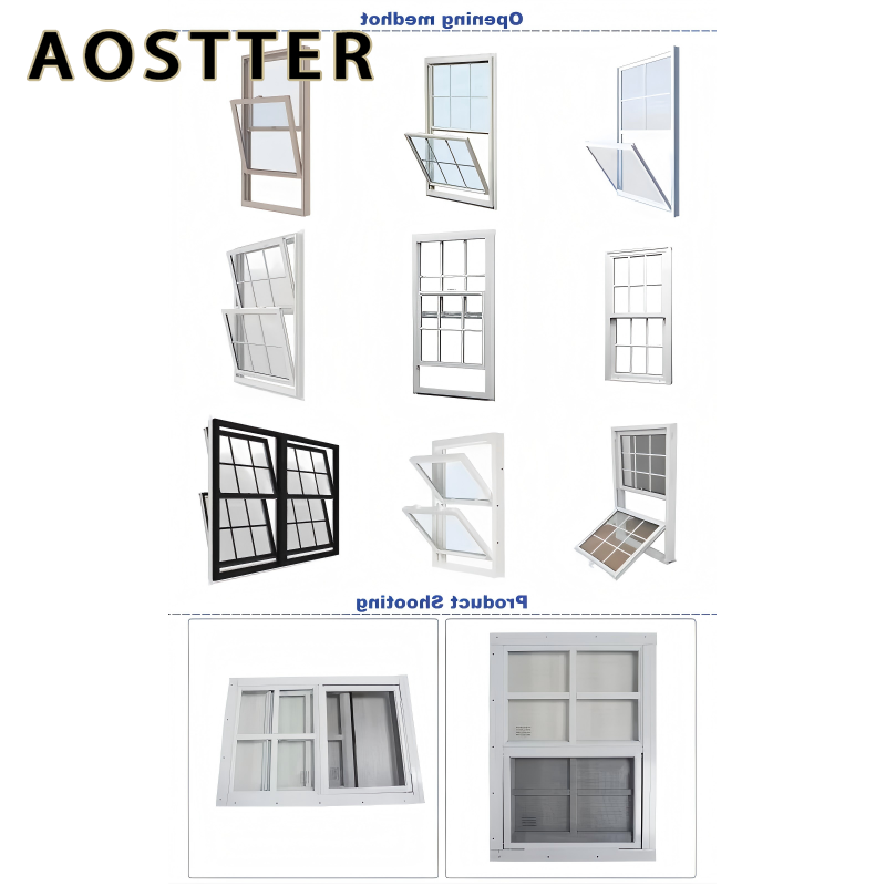 AOSTTER PVC Sash Window Double Hung Window UPVC Window Vinyl Window Single Hung Vertical Sliding for Dormer
