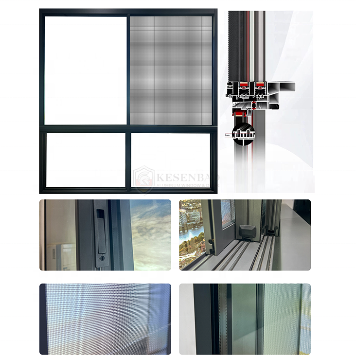 CE Certified Aluminum Sliding Windows Hurricane-Proof Design Double Glazed Slide Windows for House