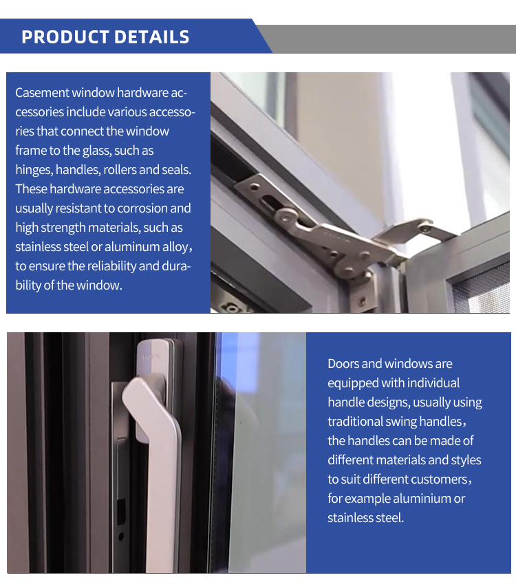 DRATU Outward Casement Window in 6060-T66 Aluminum Frame with GFRP Profile Applied for Thermal Broken Aluminum System