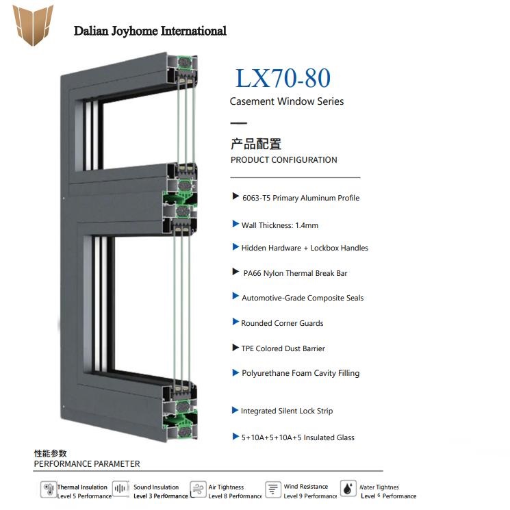 High Quality Modern Swing Aluminum Alloy Frame Casement Window with Double Tempered Glass for Residential and Commercial Use