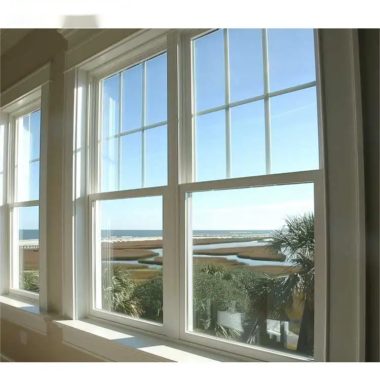 Double Hung Black Vinyl Window Screen Double Hung windows Upvc Frame and Glass Pane Upvc Top Hung Window