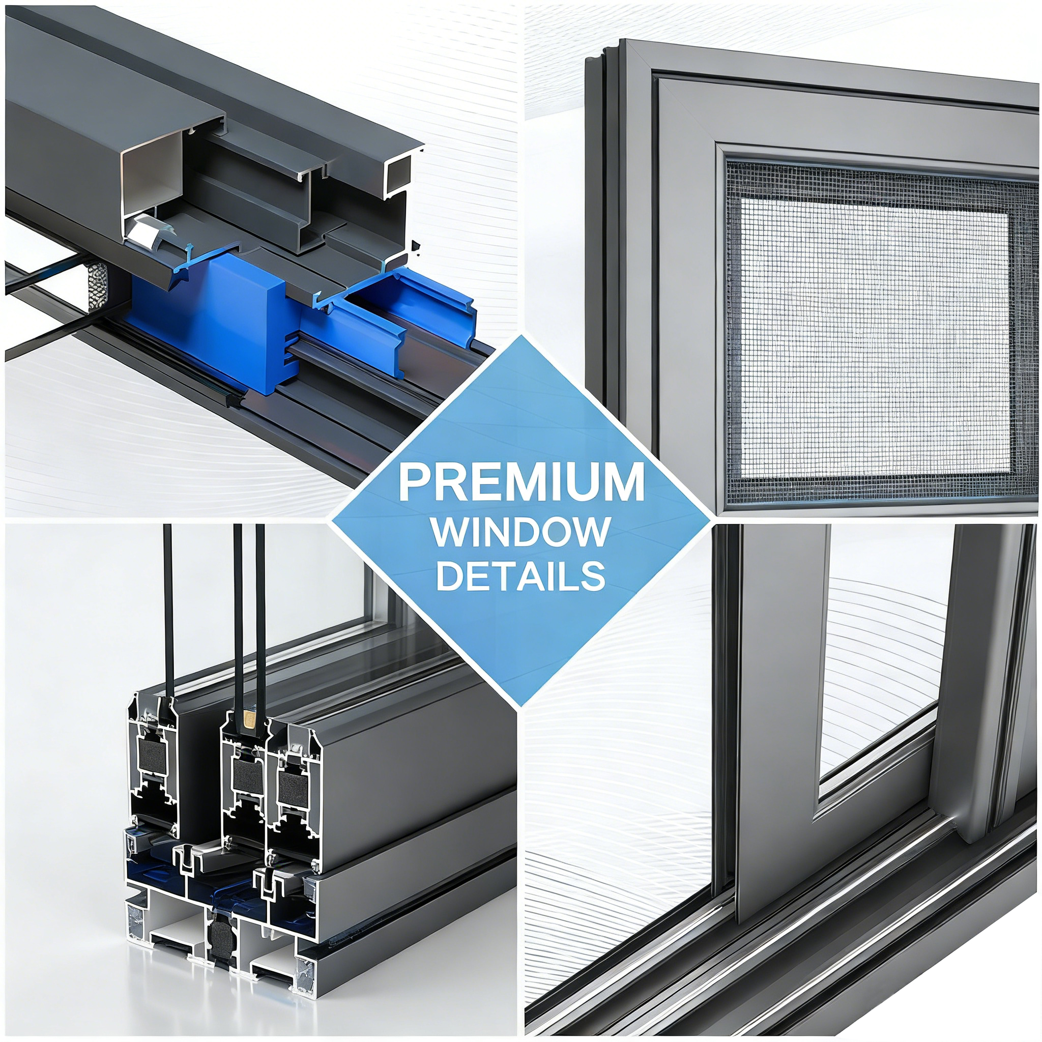 HAID Custom Made Aluminum Sliding Flyscreen Windows Windproof Anti-theft Rubber Block Interior Safety Window