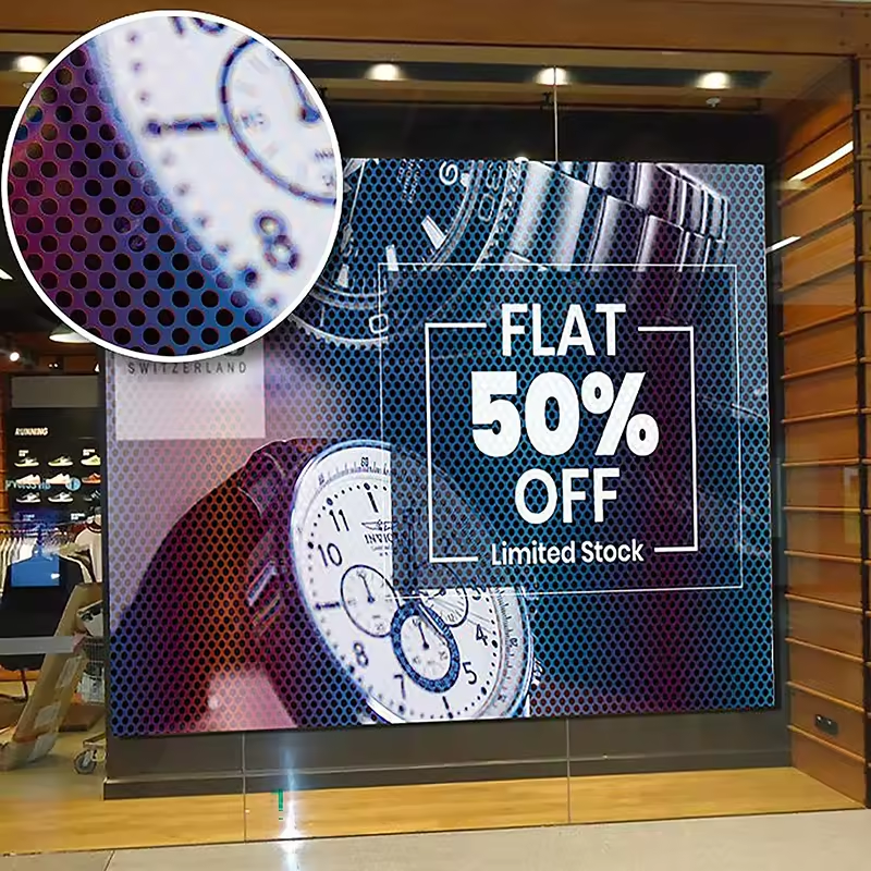 Building Window Stickers Custom Print Vinyl Sticker Pvc Micro Perforated Glass Door Custom One Way Vision Sticker Building Film