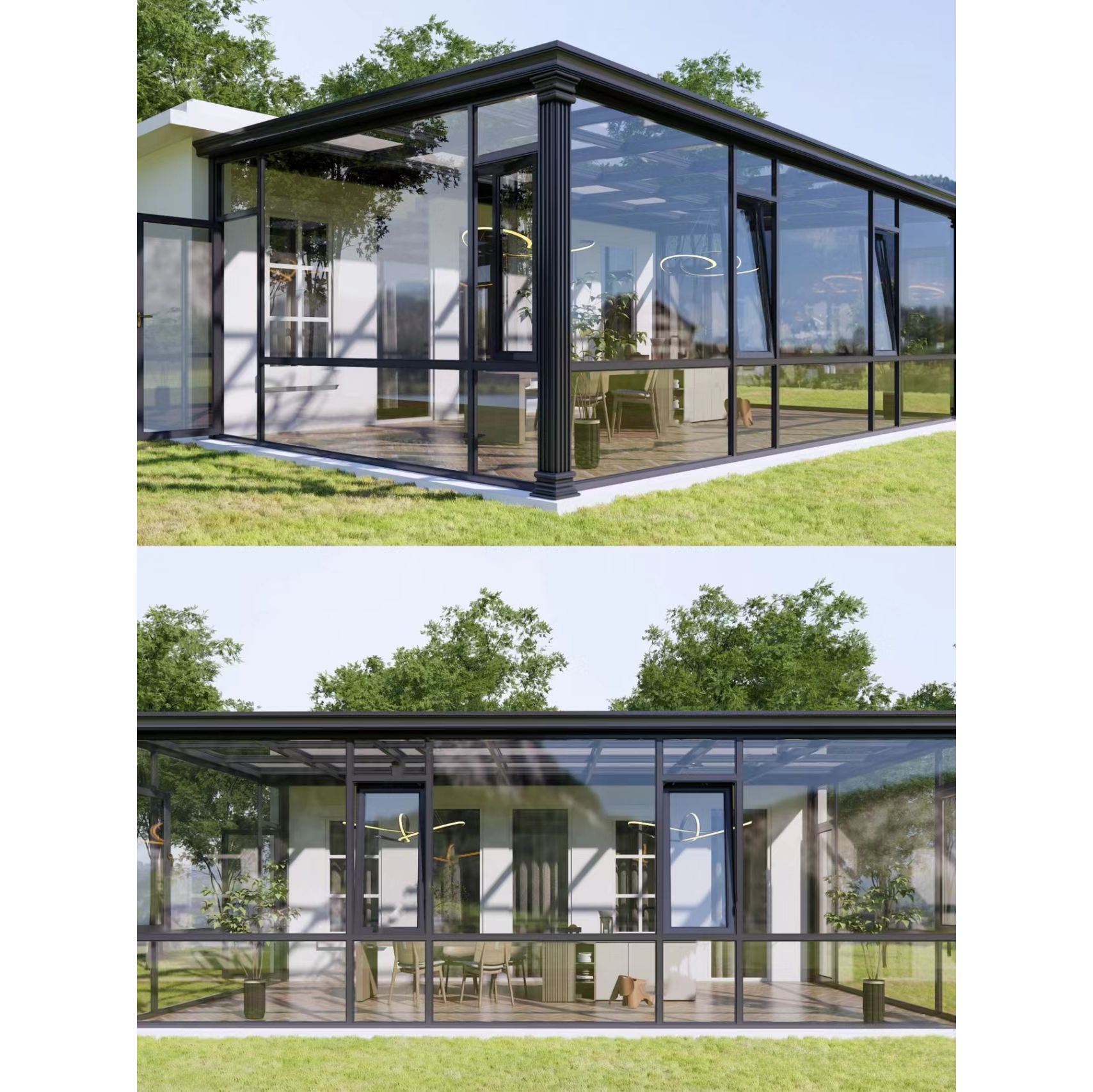 Four-Season Sunroom With Insulated Panels And Sliding Glass Doors