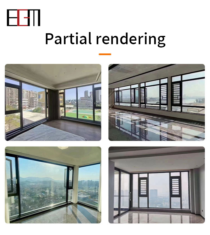 Beigeman Modern Double Glazed Aluminium Casement Windows High Quality Soundproof Tempered Glass for House Villas Kitchen Hotel
