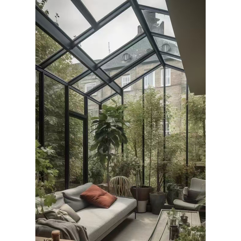 Winter Garden House Veranda Aluminium Prefabricated Glass Conservatory Slant Sunroom