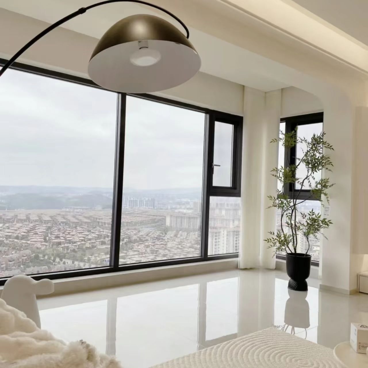 Double Pane Large Toughened Glass Fixed Picture House Windows Modern Panoramic Large Picture Casement Window