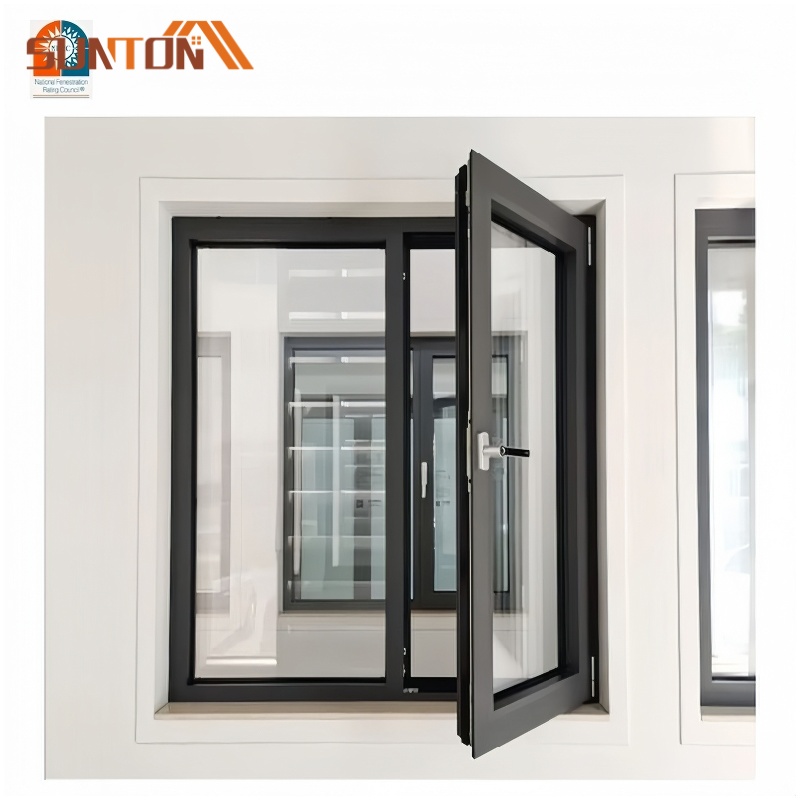 Modern Black Frame Thermal Break Aluminum Casement Window Hurricane Impact Low E Energy Save Waterproof Manufacturer