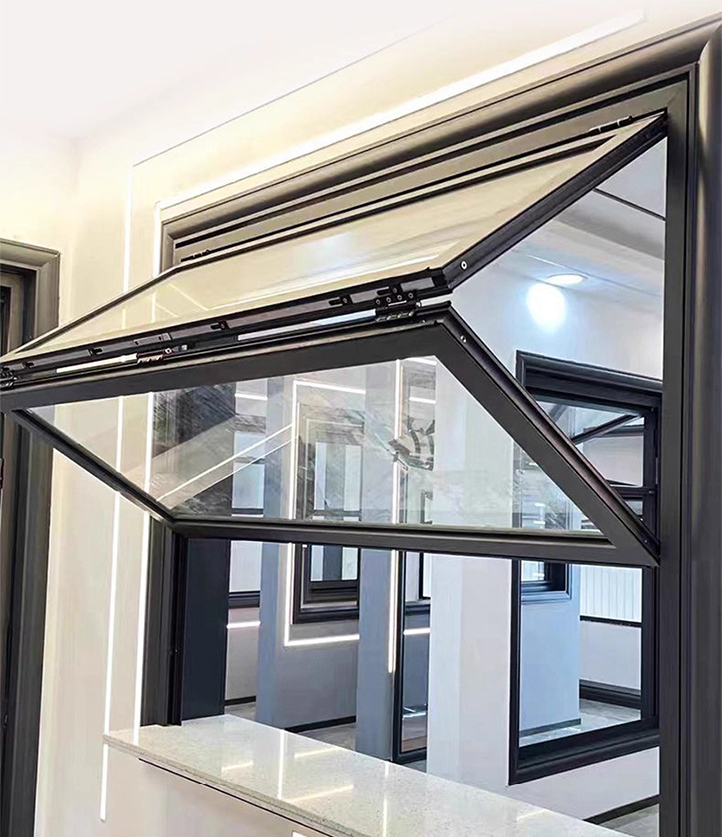 Modern Commercial Double-layer Glass Multi-stop Design Arbitrary Hovering and Vertical Aluminum Alloy Folding windows for Shops