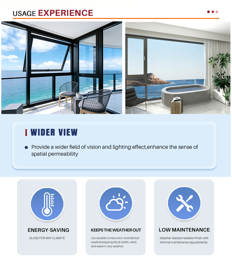 Modern Windproof Aluminum Vertical Sliding Glass Windows Custom for Bedroom and Villa