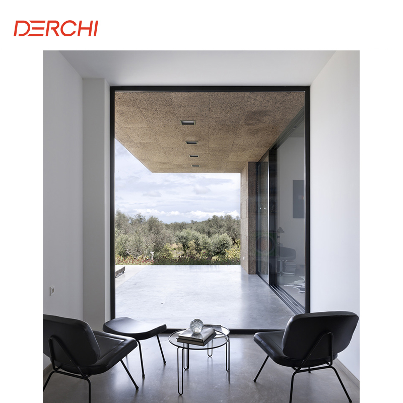 DERCHI Panoramic Residential Aluminum Picture Windows Double Glazed Sound Proof Floor to Ceiling Large Glass Fixed Windows