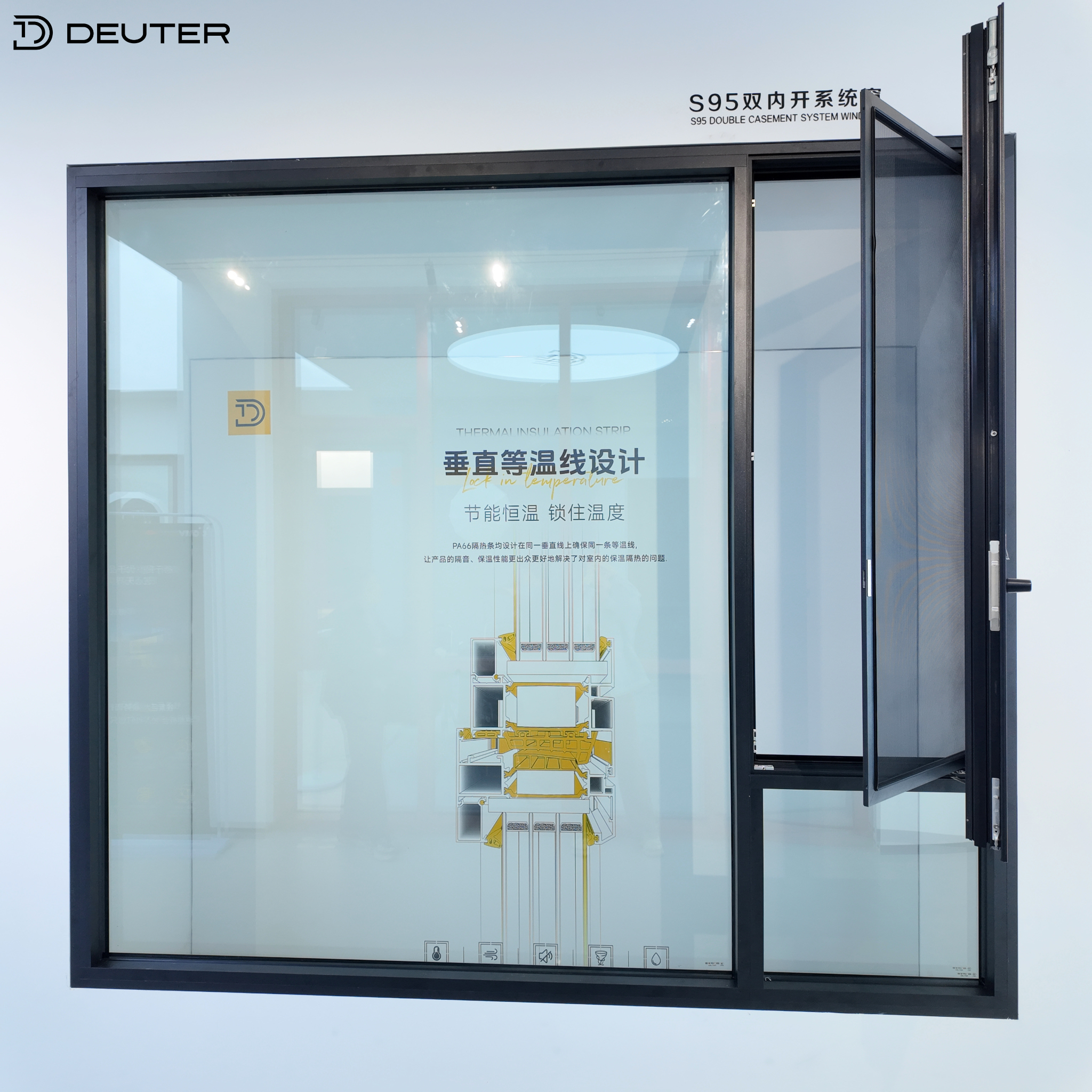 Aluminum Tilt and Turn Window Multi-point Locking System Security Thermal Break Aluminum Alloy Window for Commercial Use