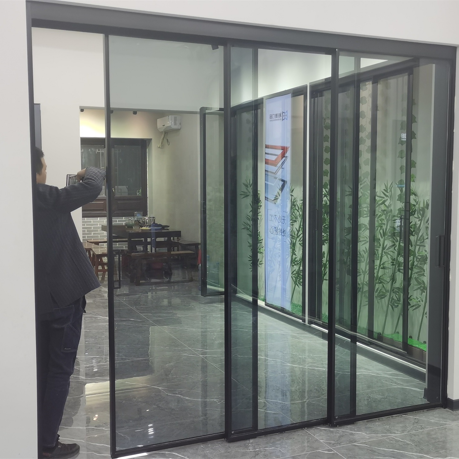 Hotian Hurricane Proof Soundproof Slim Frame Aluminum Alloy Triple Glazed Sliding Windows and Doors