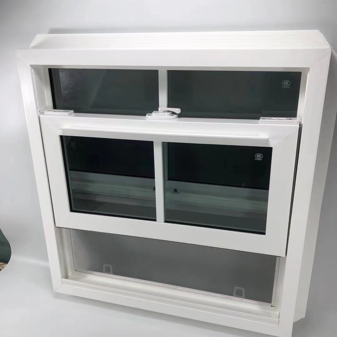 High Quality Commercial Double Hung Vinyl Window Double Glass Hurricane UPVC windows For House
