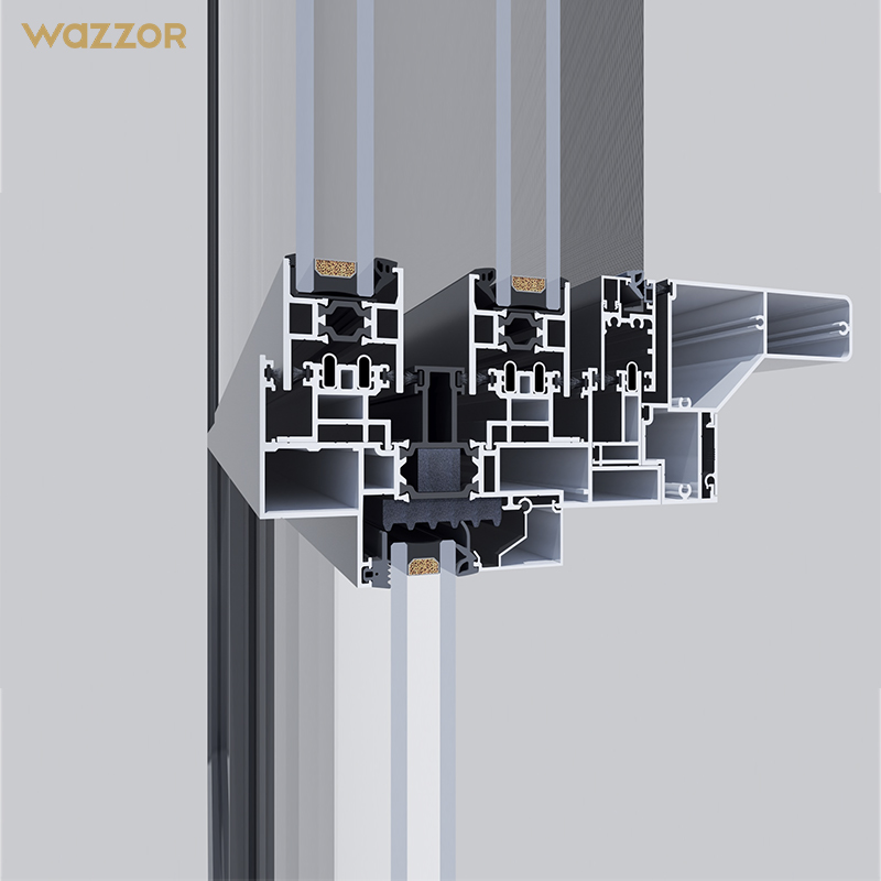 Wazzor Hotel Hurricane Impact Window Balcony Soundproof Double Glass Aluminum Windows Triple Glaze Black Aluminum Sliding Window